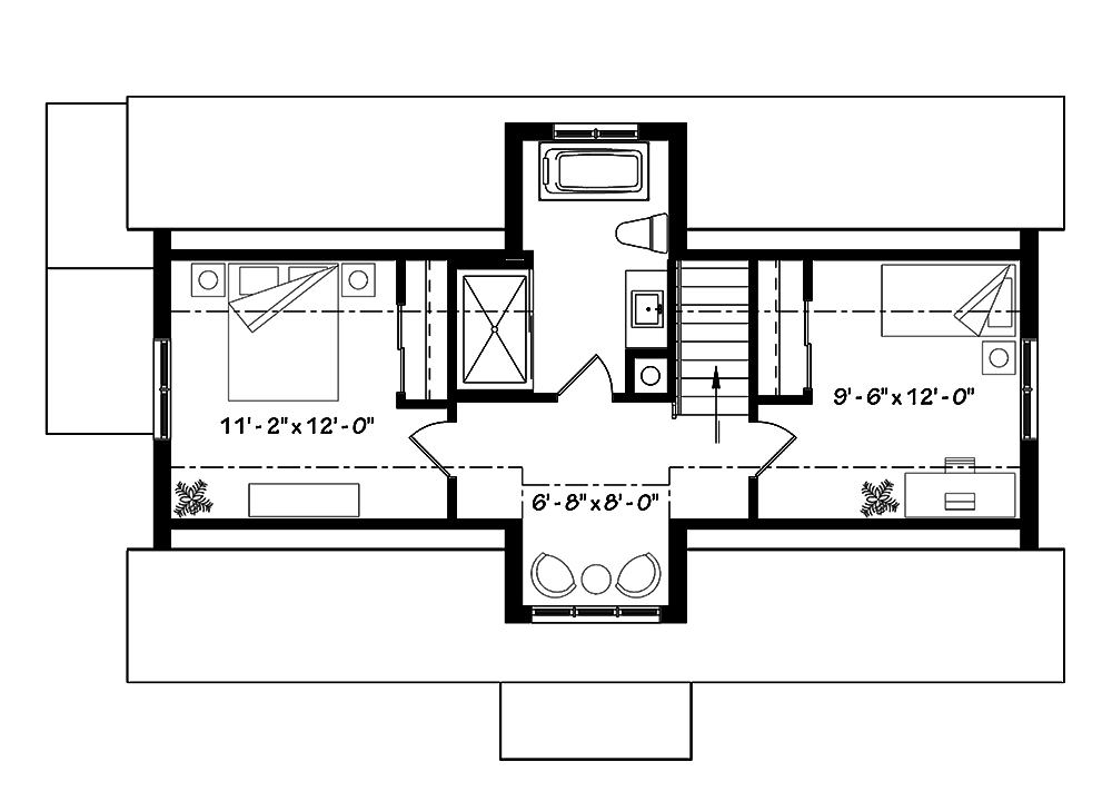 Floor Plan Second Story of Transitional Plan #126-1832