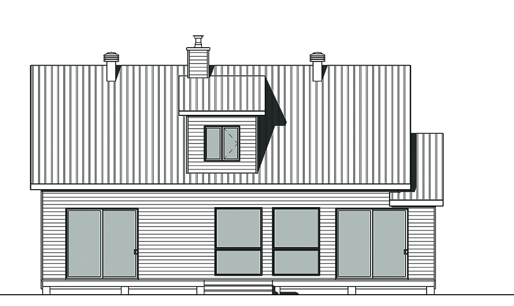 Home Plan Rear Elevation of this 3-Bedroom,1587 Sq Ft Plan -126-1832