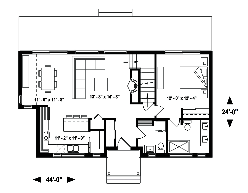 Floor Plan First Story of Transitional Plan #126-1833