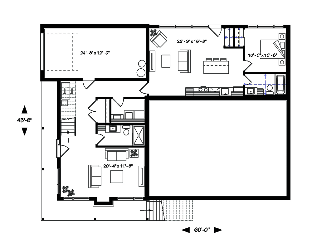 Floor Plan Basement of Multi-Unit Plan #126-1834