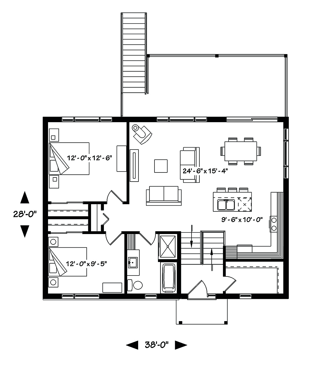 Floor Plan First Story of Cottage Plan #126-1835