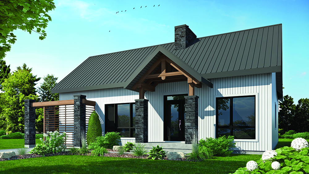 Color rendering of Country home plan (ThePlanCollection: House Plan #126-1836)
