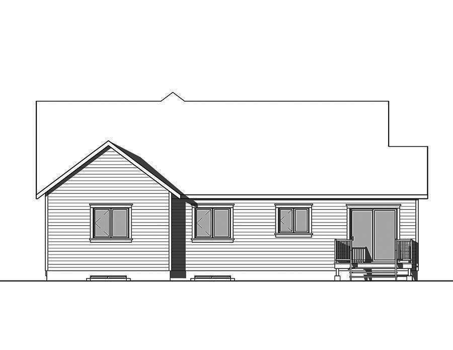 Home Plan Rear Elevation of this 3-Bedroom,1513 Sq Ft Plan -126-1837