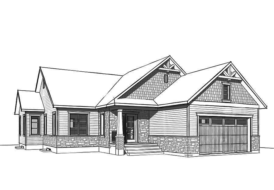 Home Plan Front Elevation of this 3-Bedroom,1513 Sq Ft Plan -126-1837