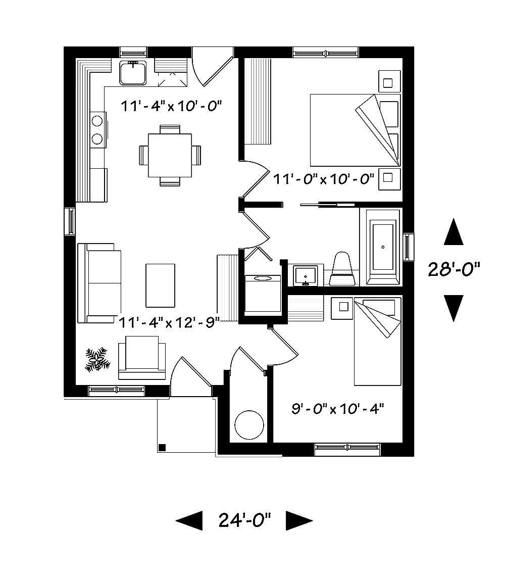 Floor Plan First Story of Modern Plan #126-1839