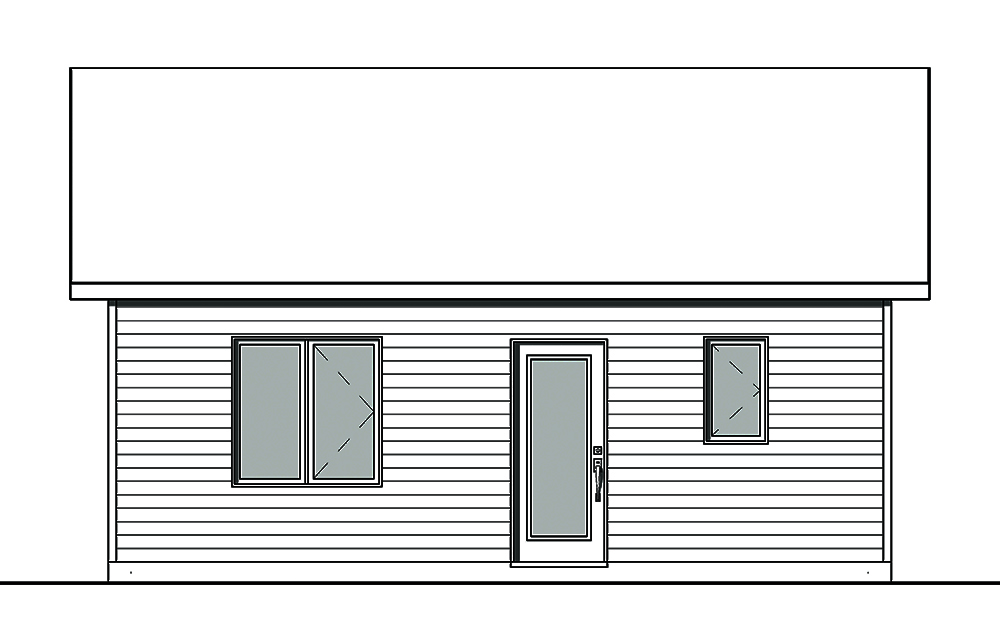 Home Plan Rear Elevation of this 2-Bedroom,629 Sq Ft Plan -126-1839