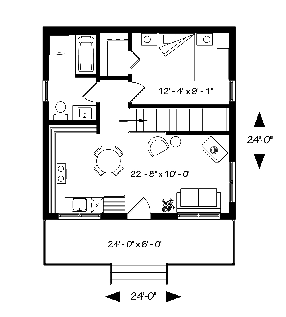 Floor Plan First Story of Cottage Plan #126-1841