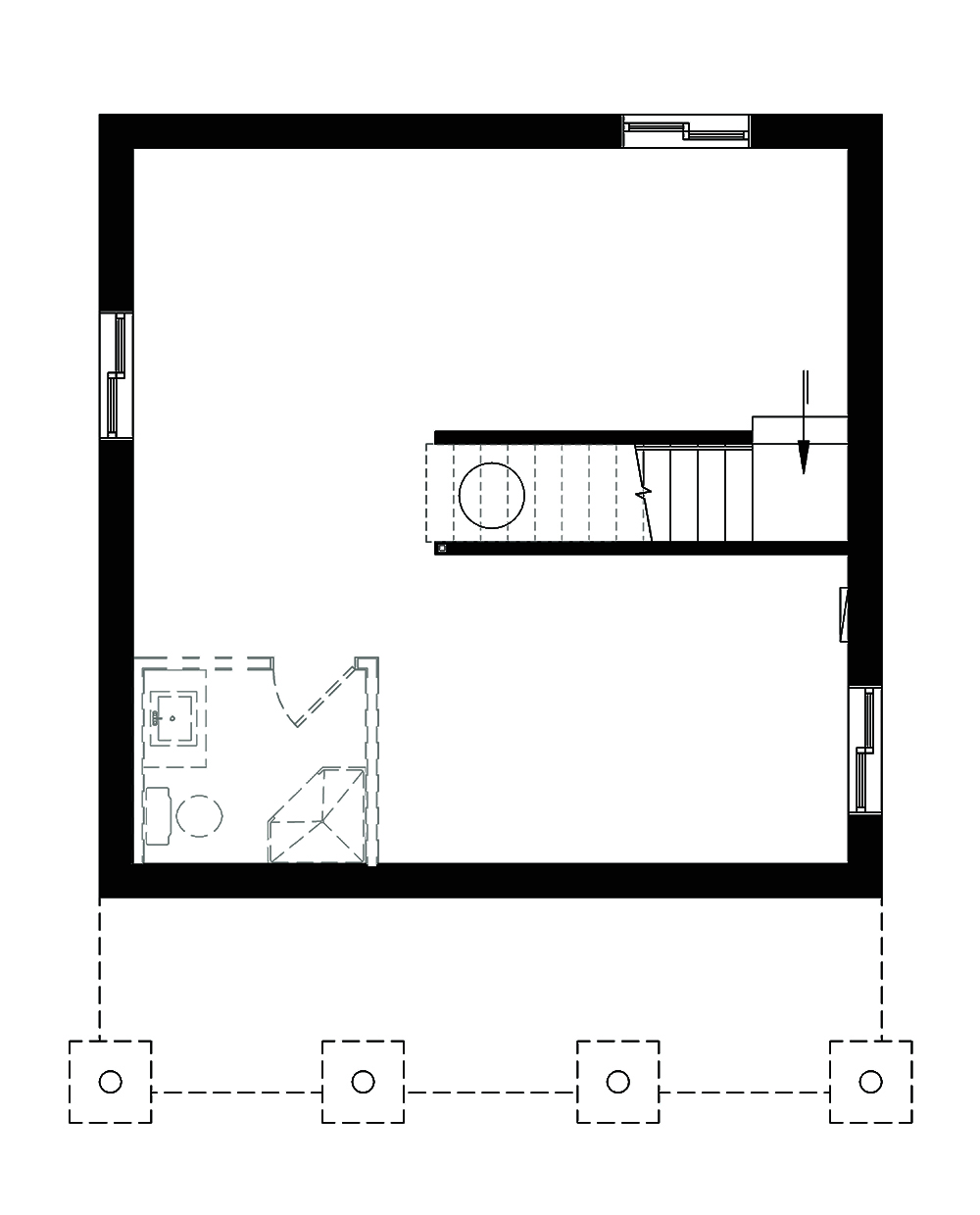 Floor Plan Basement of Cottage Plan #126-1841
