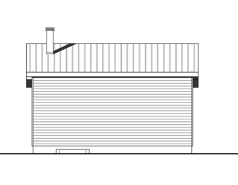 Home Plan Rear Elevation of this 1-Bedroom,576 Sq Ft Plan -126-1841