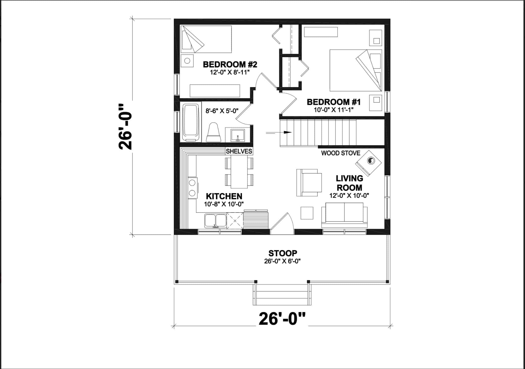 Floor Plan First Story of Cottage Plan #126-1842