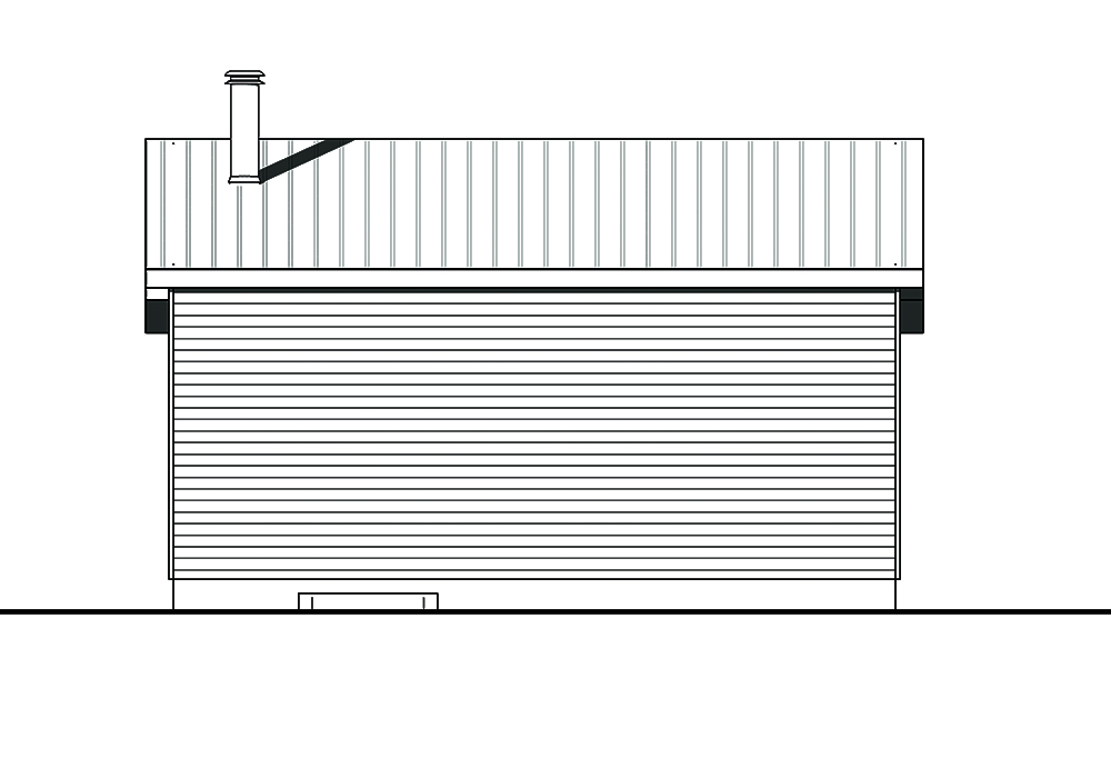 Home Plan Rear Elevation of this 2-Bedroom,676 Sq Ft Plan -126-1842
