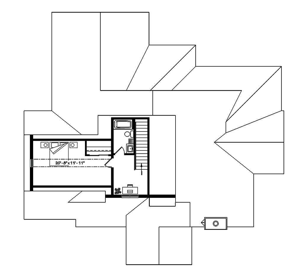 Floor Plan Second Story of Modern Plan #126-1844