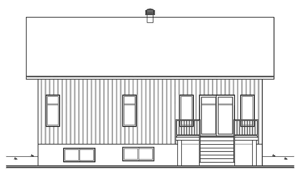Home Plan Rear Elevation of this 2-Bedroom,1339 Sq Ft Plan -126-1846