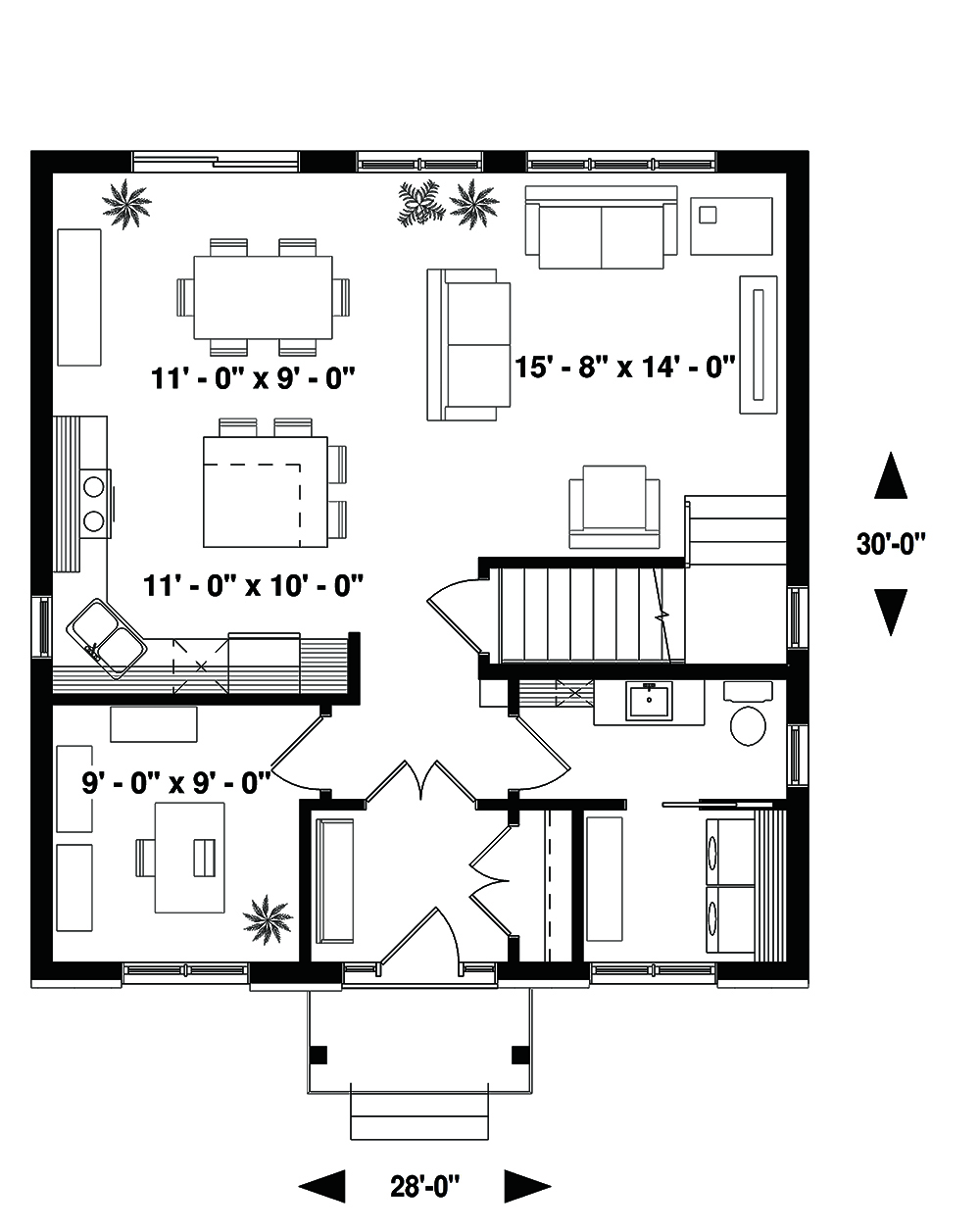 Floor Plan First Story of Transitional Plan #126-1847