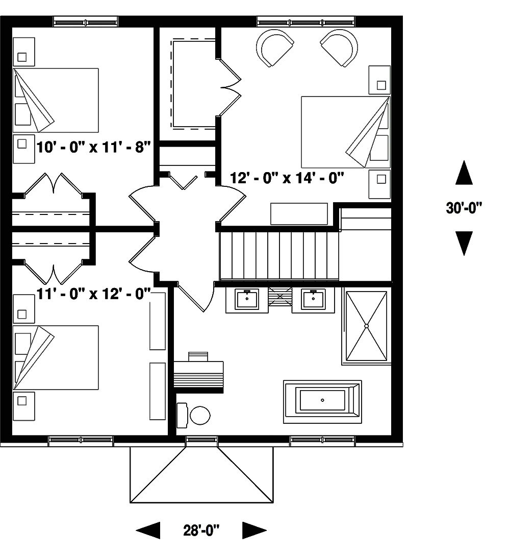 Floor Plan Second Story of Transitional Plan #126-1847