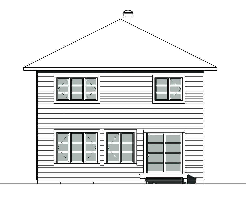 Home Plan Rear Elevation of this 3-Bedroom,1680 Sq Ft Plan -126-1847