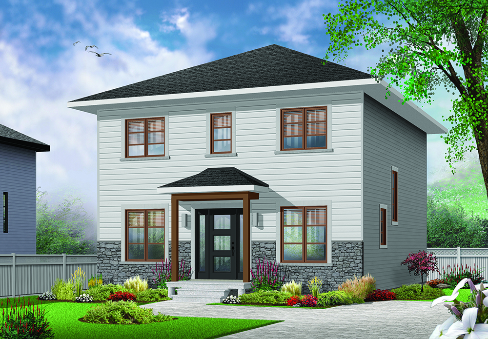 Front elevation of Transitional home (ThePlanCollection: House Plan #126-1847)