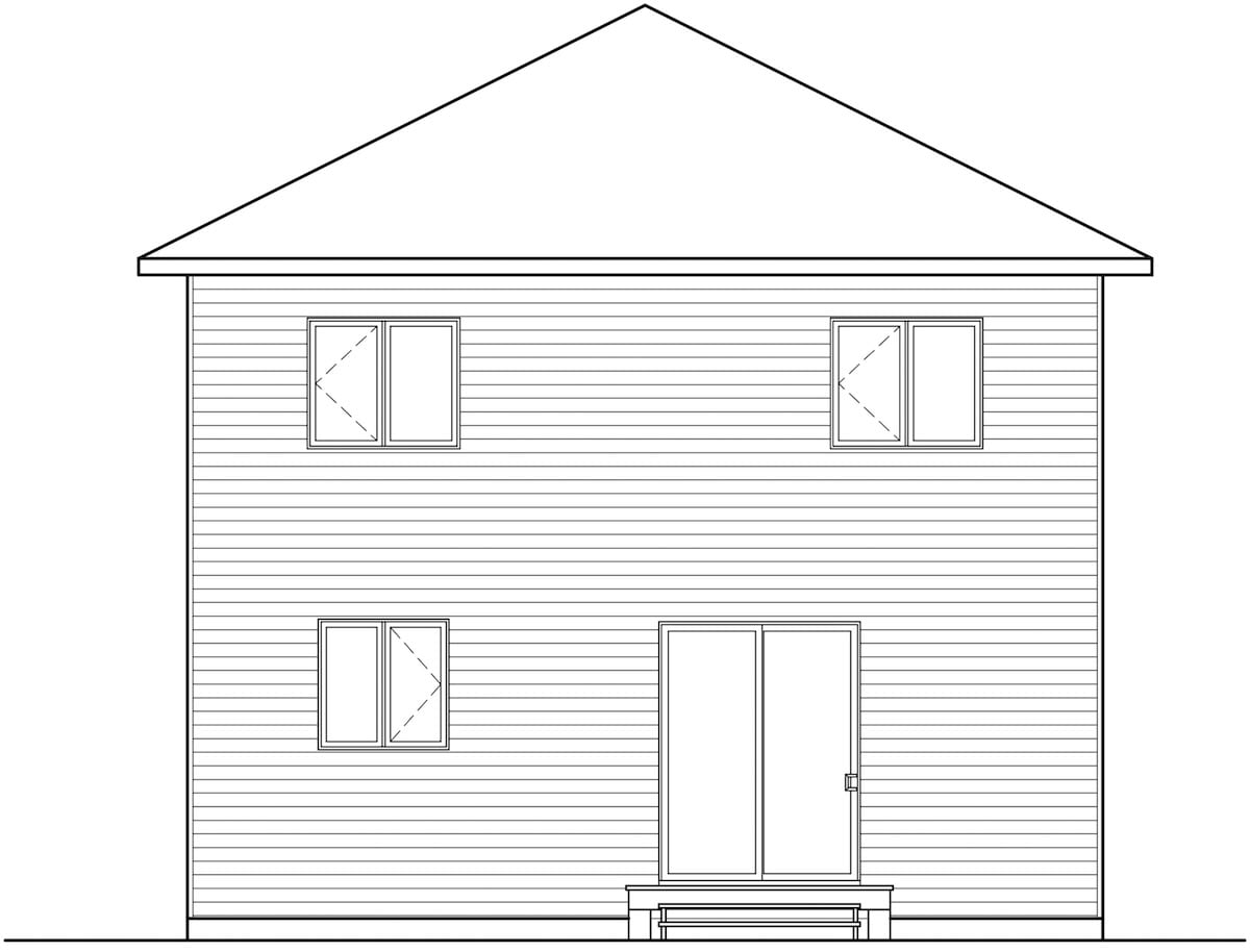 Home Plan Rear Elevation of this 3-Bedroom,1730 Sq Ft Plan -126-1848
