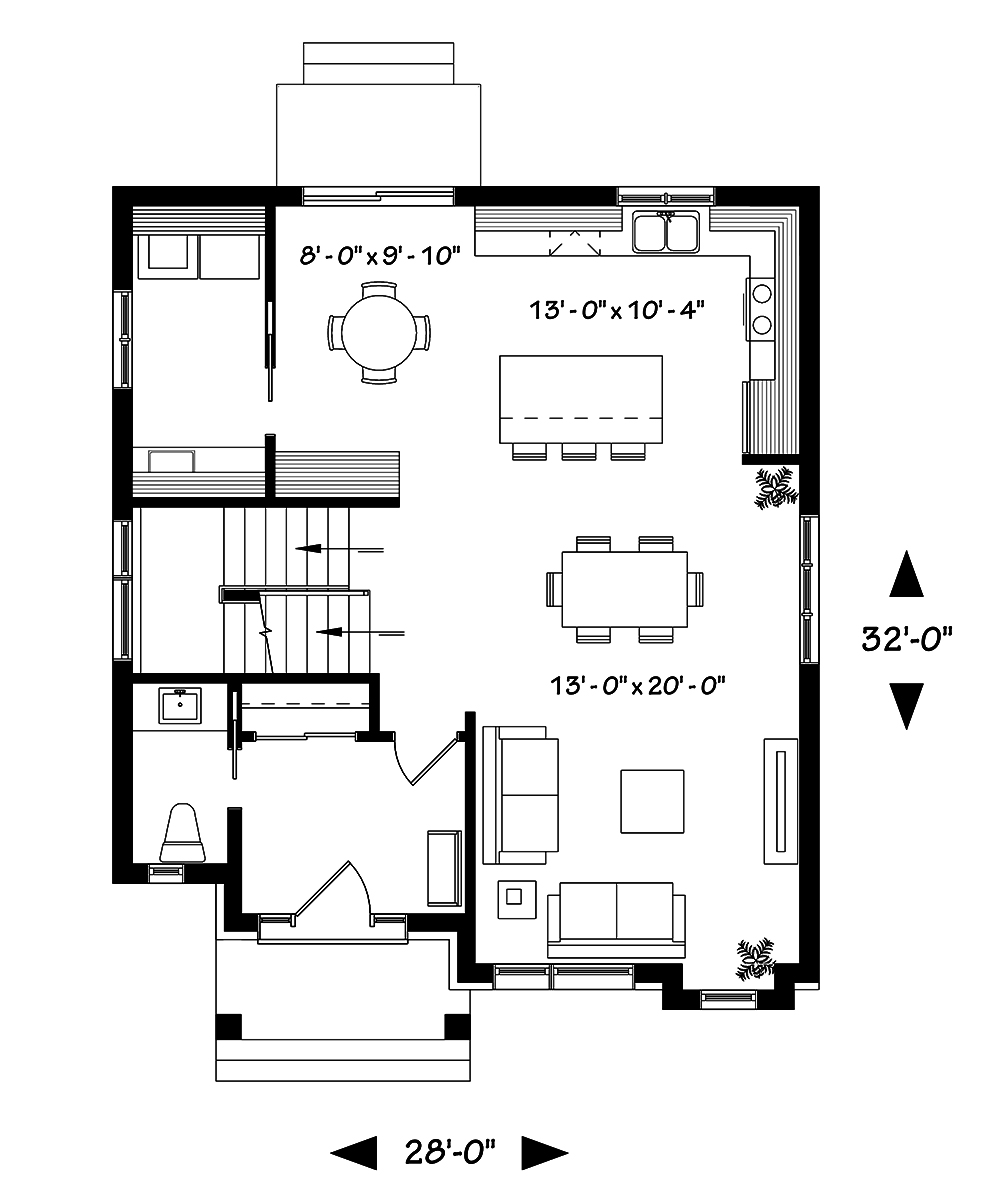 Floor Plan First Story of Contemporary Plan #126-1848