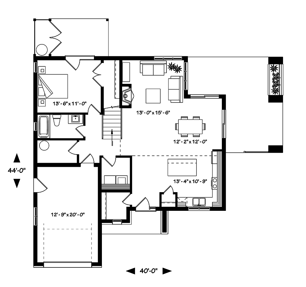 Floor Plan First Story of Contemporary Plan #126-1849