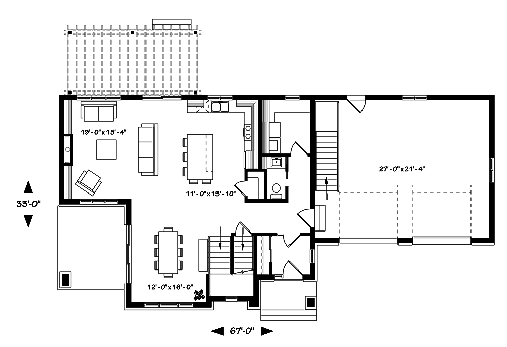 Floor Plan First Story of Contemporary Plan #126-1850