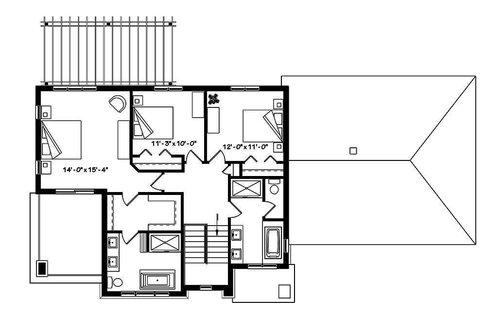 Floor Plan Second Story of Contemporary Plan #126-1850