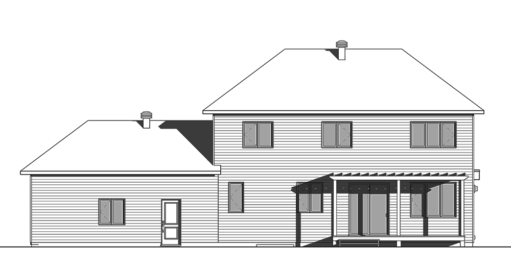 Home Plan Rear Elevation of this 3-Bedroom,2164 Sq Ft Plan -126-1850