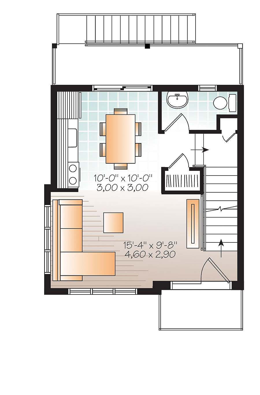 Floor Plan Second Story of Modern Plan #126-1851