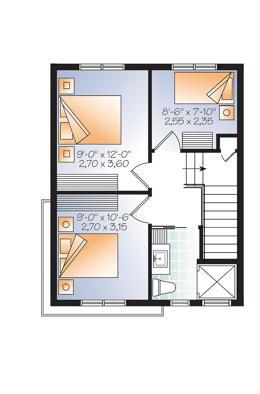 Floor Plan Third Story of Modern Plan #126-1851