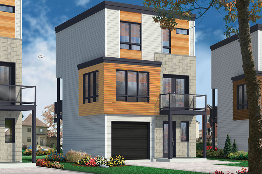 Color rendering of Modern home plan (ThePlanCollection: House Plan #126-1851)