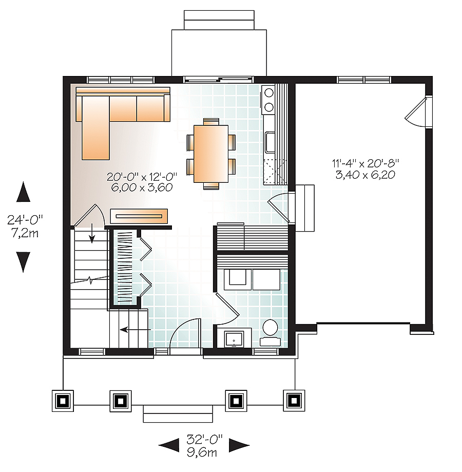 Floor Plan First Story of Craftsman Plan #126-1852