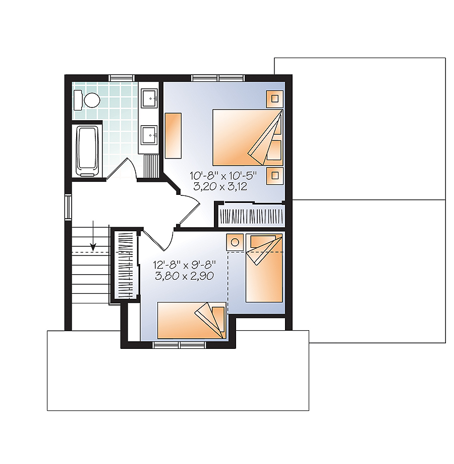 Floor Plan Second Story of Craftsman Plan #126-1852