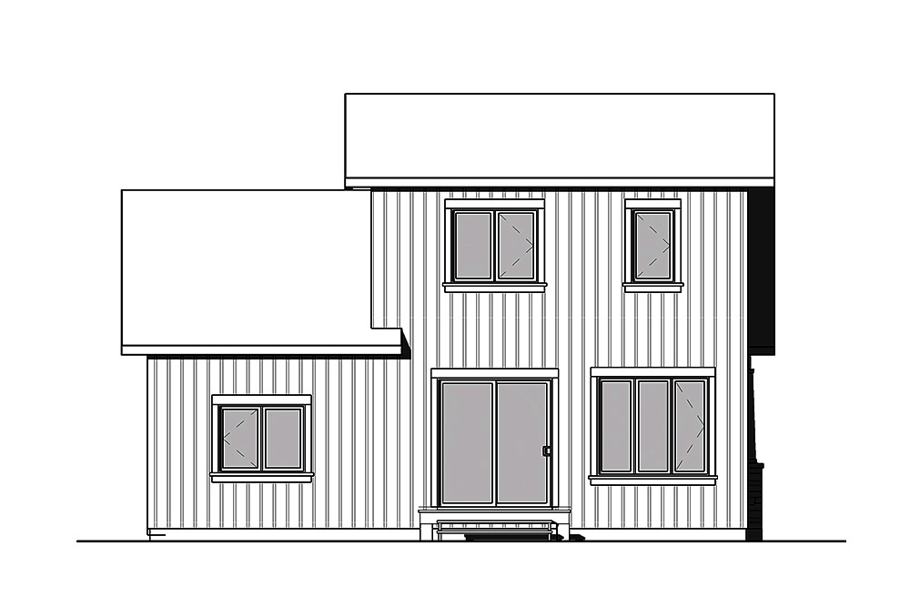 Home Plan Rear Elevation of this 2-Bedroom,900 Sq Ft Plan -126-1852