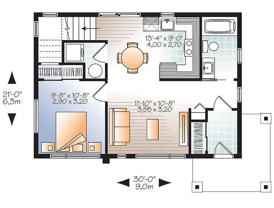 Floor Plan First Story of Contemporary Plan #126-1853