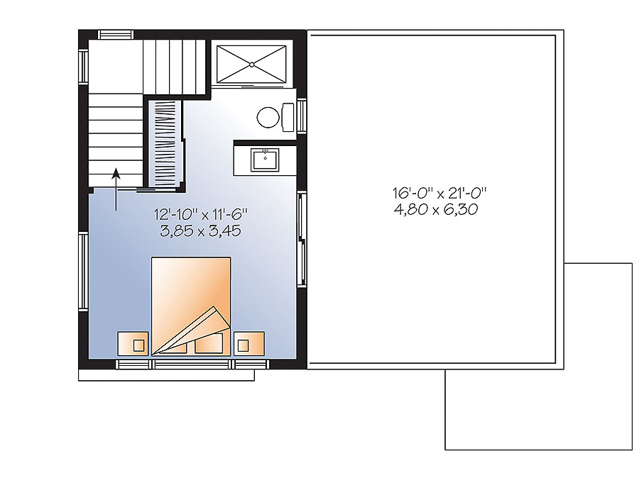 Floor Plan Second Story of Contemporary Plan #126-1853