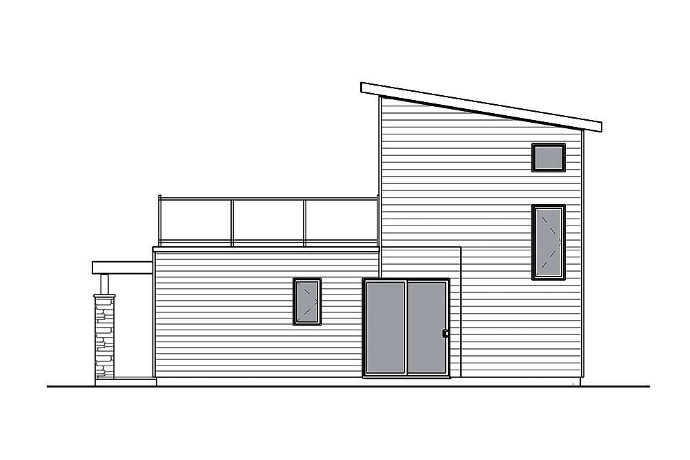 Home Plan Rear Elevation of this 2-Bedroom,924 Sq Ft Plan -126-1853