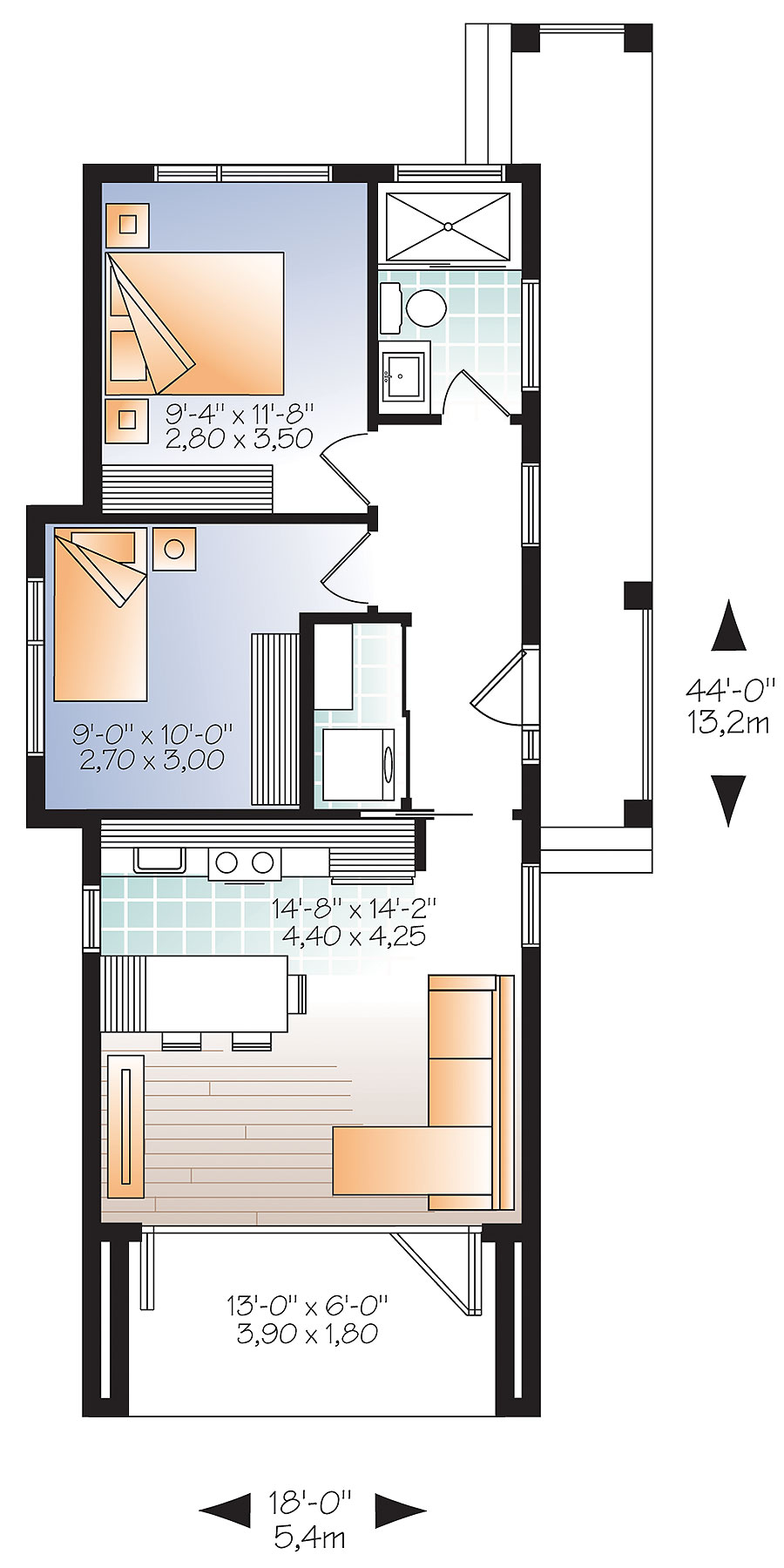 Floor Plan First Story of Modern Plan #126-1854
