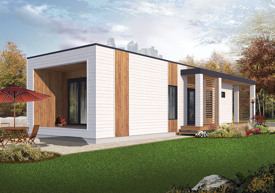 Side View of this 2-Bedroom, 631 Sq Ft Plan - 126-1854
