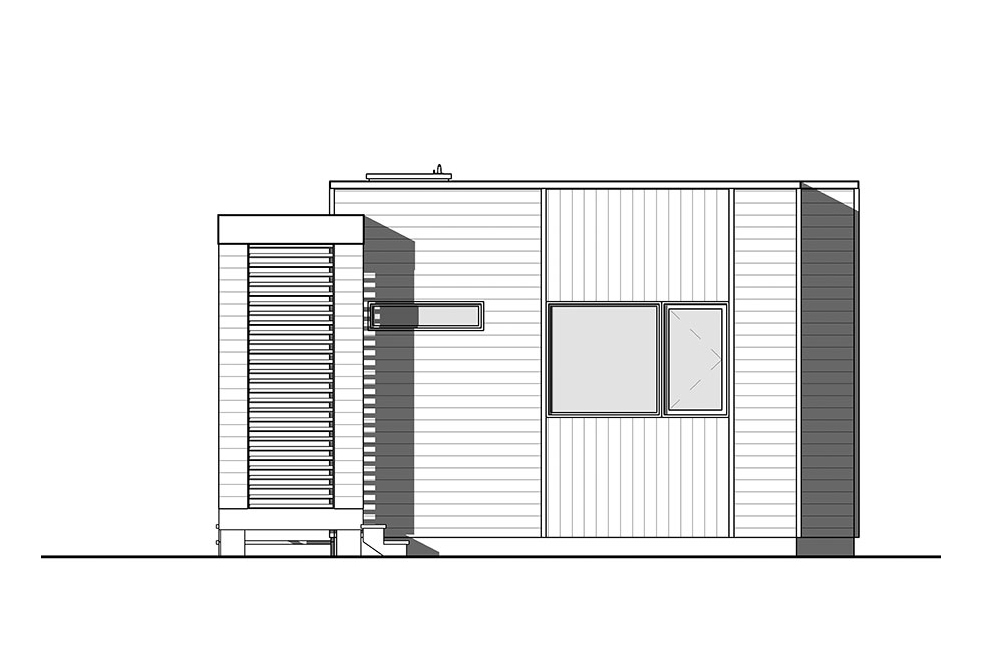 Home Plan Rear Elevation of this 2-Bedroom,631 Sq Ft Plan -126-1854