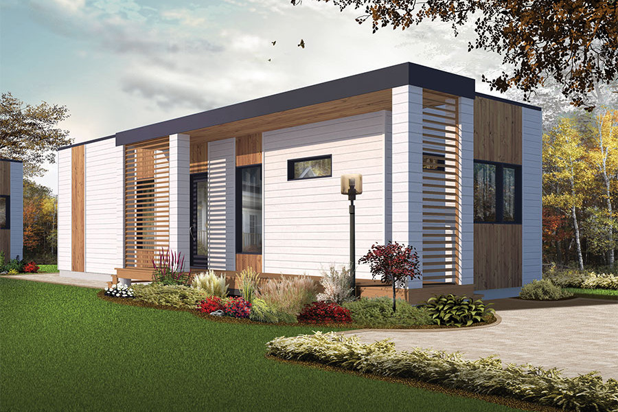 Color rendering of Modern home plan (ThePlanCollection: House Plan #126-1854)