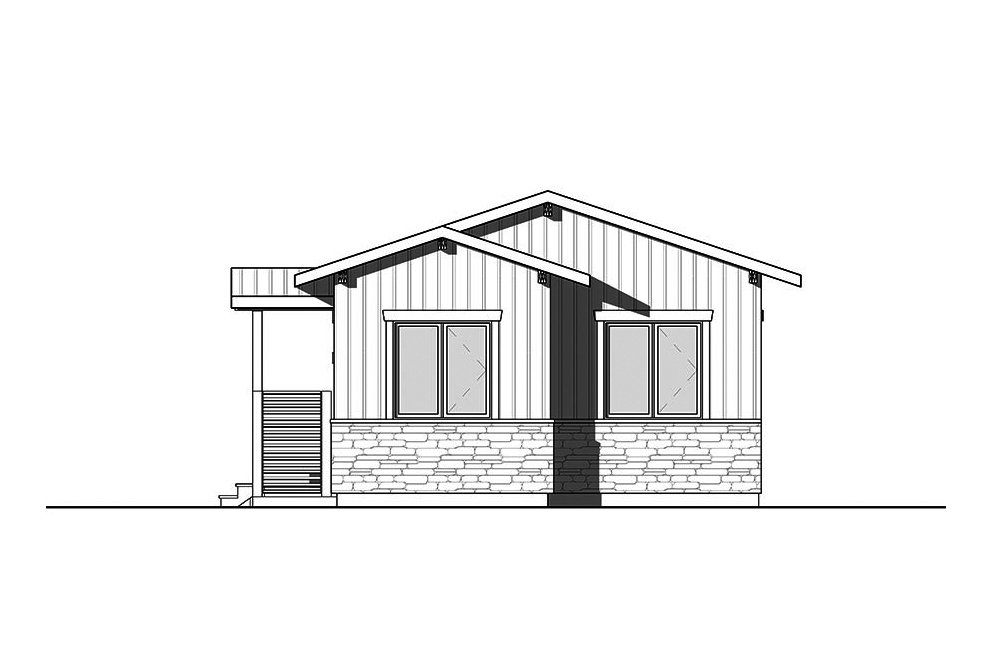 Home Plan Rear Elevation of this 2-Bedroom,700 Sq Ft Plan -126-1855