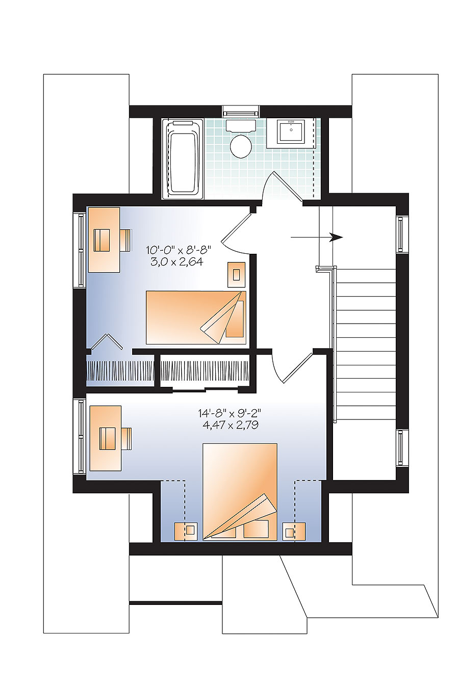 Floor Plan Second Story of Country Plan #126-1856