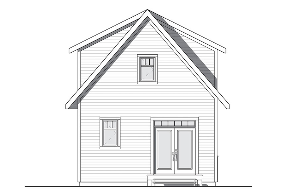 Home Plan Rear Elevation of this 3-Bedroom,943 Sq Ft Plan -126-1856