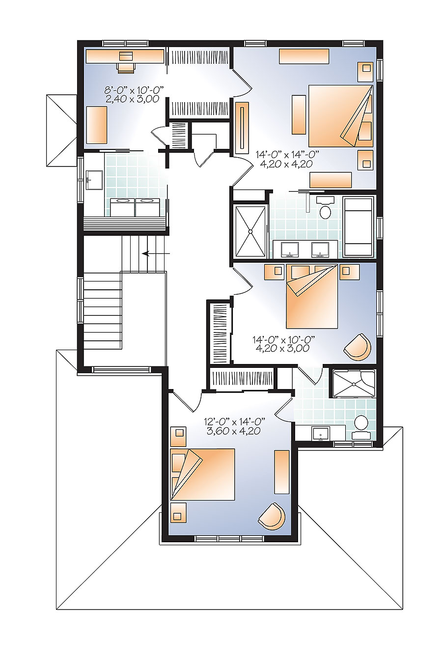 Floor Plan Second Story of Contemporary Plan #126-1857