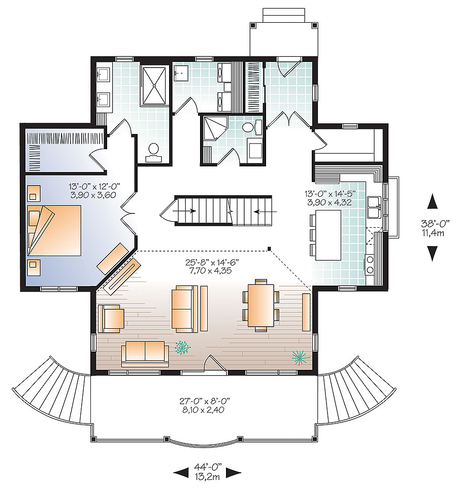 Floor Plan First Story of Cottage Plan #126-1858