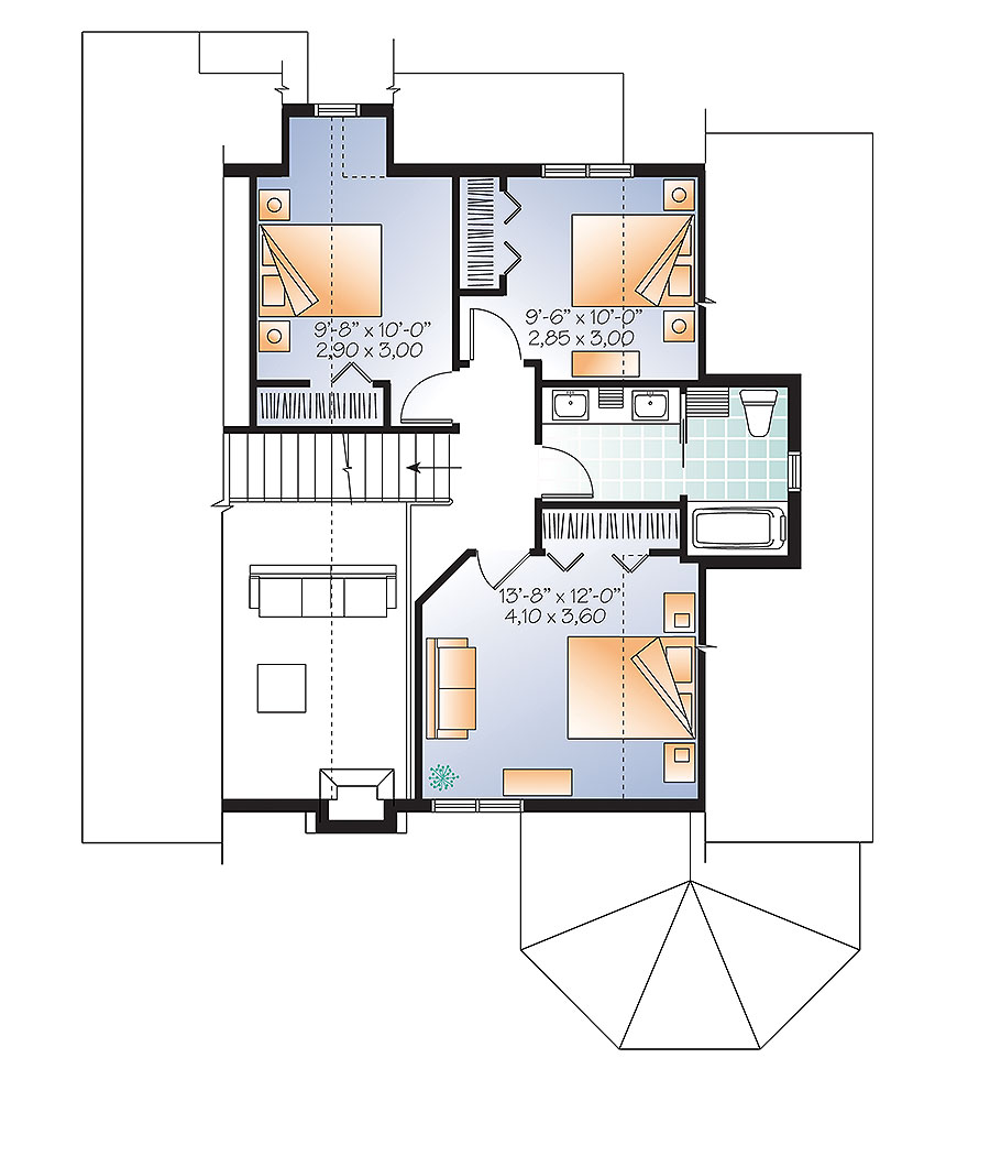 Floor Plan Second Story of Country Plan #126-1859