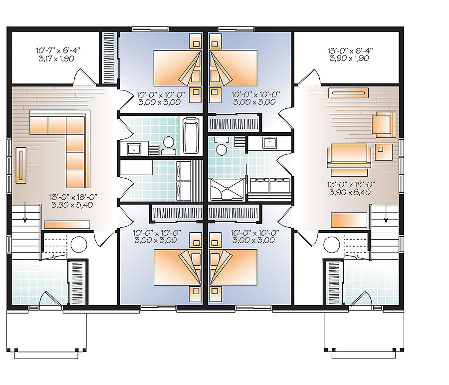 Floor Plan Basement of Multi-Unit Plan #126-1860