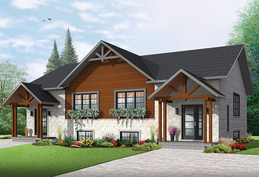 Color rendering of Multi-Unit home plan (ThePlanCollection: House Plan #126-1860)