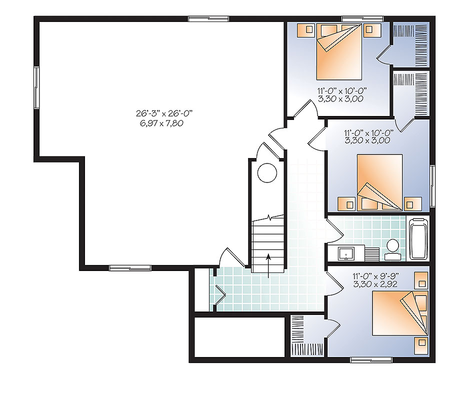 Floor Plan Basement of Country Plan #126-1863