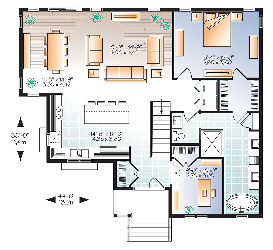 Floor Plan First Story of Country Plan #126-1863